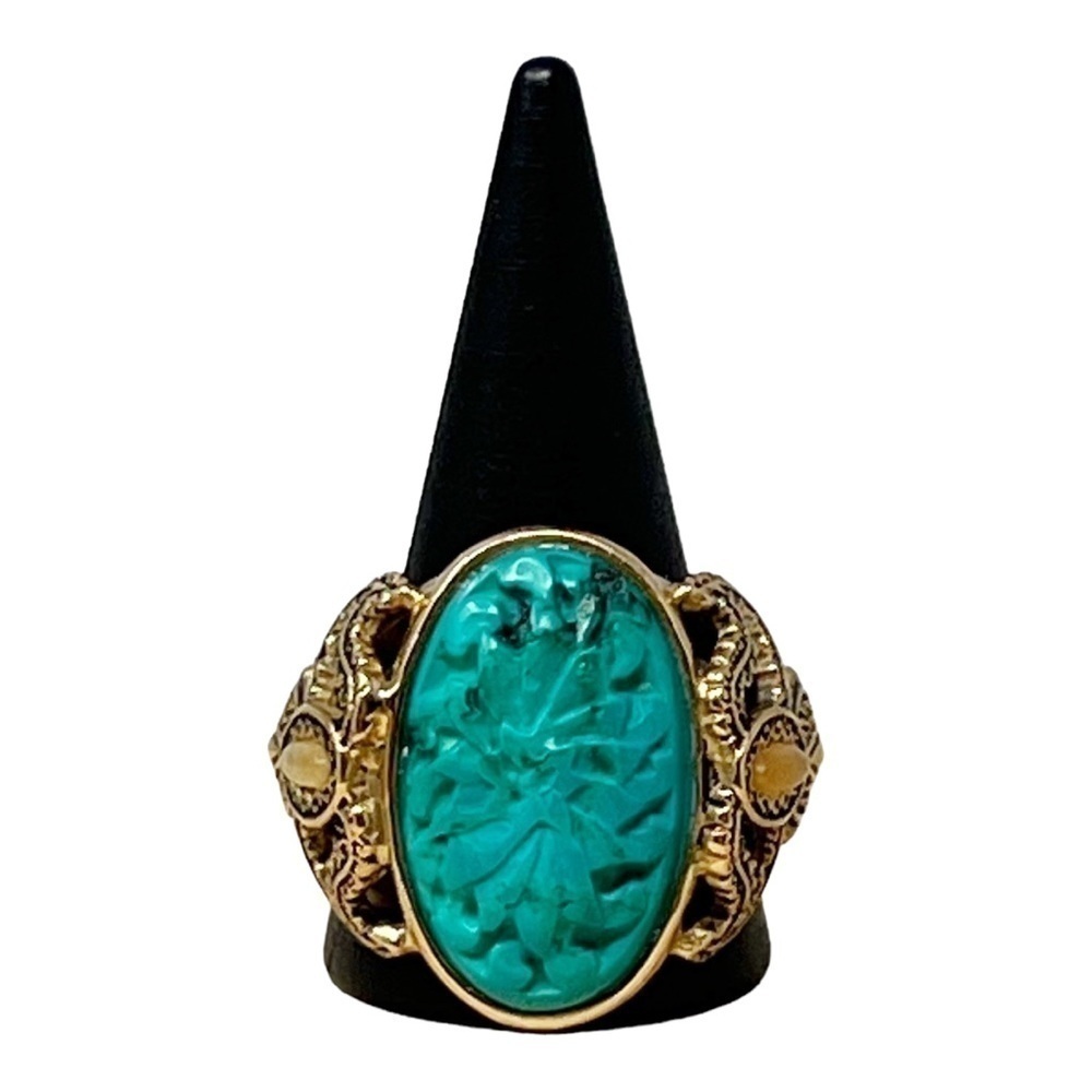 Vintage Barse Sterling Silver Yellow Gold Overlay Band Ring Oval Bezel Set
